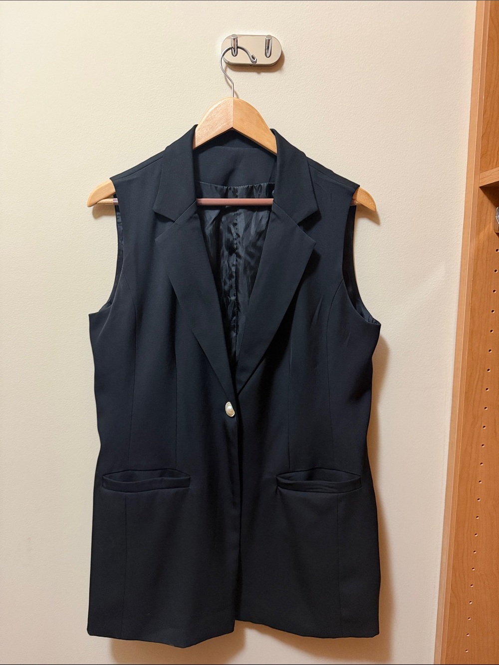 Sleeveless Black Blazer Vest - Tailored Women's Jacket